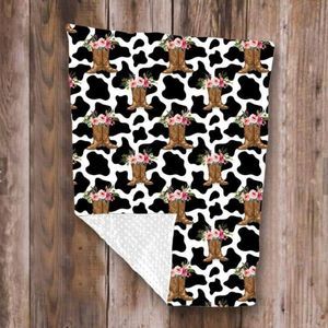NEW FLOWERY COWBOY BOOTS MINKY BLANKET